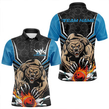 Load image into Gallery viewer, Black And Blue Custom Bear Bowling Jerseys, Bear Bowling Team Polo Shirts For Men IPHW8833