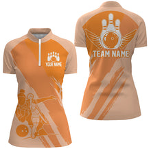 Load image into Gallery viewer, Custom Bowling Shirts For Women, Bowling Queen Team Jerseys, Bowling Girls Shirt | Orange IPHW4965