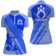 Load image into Gallery viewer, Custom Bowling Shirts For Women, Bowling Queen Team Jerseys, Bowling Girls Shirt | Blue IPHW4966