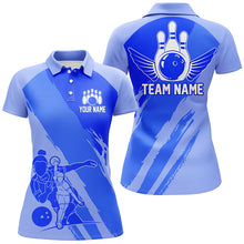 Load image into Gallery viewer, Custom Bowling Shirts For Women, Bowling Queen Team Jerseys, Bowling Girls Shirt | Blue IPHW4966