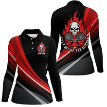 Load image into Gallery viewer, Custom Skull Women&#39;s Pickleball Polo Shirts &quot;Stay Out Of The Kitchen&quot; Pickleball | Red IPHW6905
