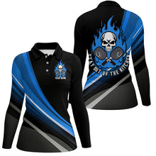 Load image into Gallery viewer, Custom Skull Women&#39;s Pickleball Polo Shirts &quot;Stay Out Of The Kitchen&quot; Pickleball | Blue IPHW6907