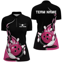 Load image into Gallery viewer, Custom Pink Flame Bowling Shirts For Women, Team Bowling Uniform Outfit Bowling IPHW7383