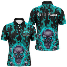 Load image into Gallery viewer, Custom Blue Flame Skull Bowling Shirts For Men, Halloween Bowling Team Outfits Uniform IPHW7387