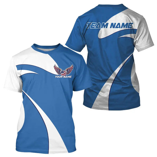 Custom American Flag Picklebal Wings Blue T-Shirts For Men, Patriot Pickleball Team Shirt IPHW8118