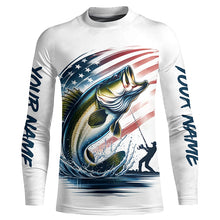 Load image into Gallery viewer, Personalized American Flag Bass Long Sleeve Fishing Shirts, Patriotic Bass Fishing Jerseys IPHW6045