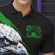 Load image into Gallery viewer, Black And Green American Flag Eagle Custom Patriotic Flame Bowling Team Men Polo Shirts IPHW8851