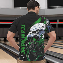 Load image into Gallery viewer, Black And Green American Flag Eagle Custom Patriotic Flame Bowling Team Men Quarter-Zip Shirts IPHW8851