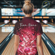 Load image into Gallery viewer, Custom Elegant Red Roses And Butterfly Women Bowling Shirt, Flower Bowling League Shirt IPHW10926
