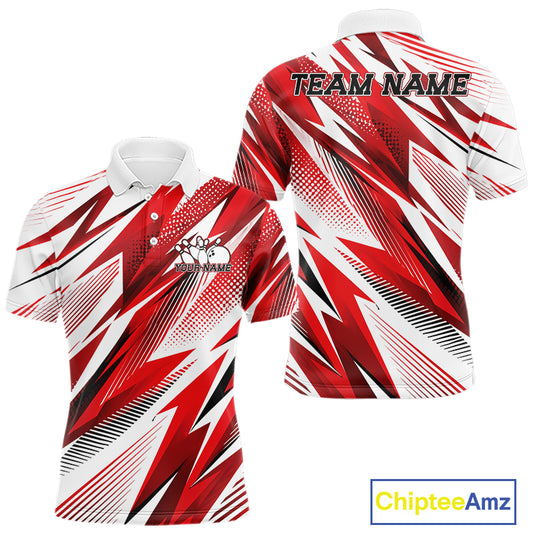 Polo shirt with orange and black abstract pattern on a white background, featuring 'Chiptee Amz' branding.