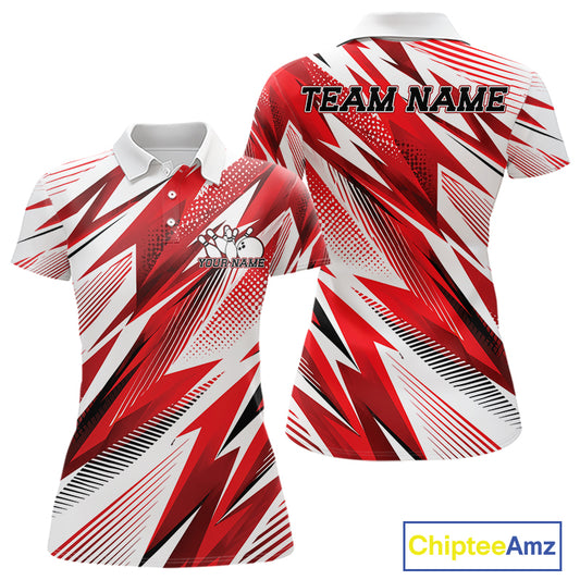 Red, white, and black sports jersey with 'Team Name' and 'Your Name' text placeholders, Chiptee Amz logo.