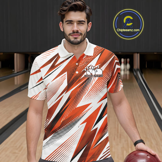 Man wearing a patterned polo shirt in a bowling alley with 'Chipteamz.com' logo.