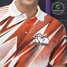 Load image into Gallery viewer, Custom Orange Bowling Team Men Polo Shirts, Bowling League Shirt Bowler Jerseys IPHW11426