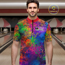 Load image into Gallery viewer, Custom Colorful Bowling Quarter Zip Shirts For Men, Pride Colors Outfit Bowling Men'S Shirts IPHW6788