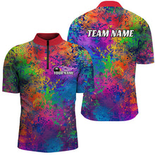 Load image into Gallery viewer, Custom Colorful Bowling Quarter Zip Shirts For Men, Pride Colors Outfit Bowling Men'S Shirts IPHW6788