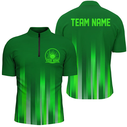 Custom Green Bowling Shirts For Men, Bowling Logo Team Bowling Jerseys, Bowler Outfit IPHW5208