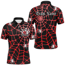 Load image into Gallery viewer, Black And Red Spider Net Custom Halloween Bowling Shirts For Men, Halloween Bowlers Outfits IPHW7408