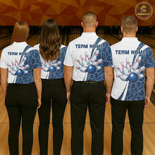 Load image into Gallery viewer, Black And Navy Blue Custom Retro Bowling Shirts For Men, Classic Vintage Bowling Team Shirt IPHW7413