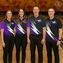 Load image into Gallery viewer, Black And Purple Custom Bowling Jerseys, Bowling Team Shirts For Men Bowling Tournament Outfits IPHW7707