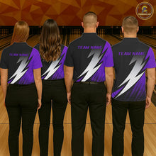 Load image into Gallery viewer, Black And Purple Custom Bowling Jerseys, Bowling Team Shirts For Men Bowling Tournament Outfits IPHW7707
