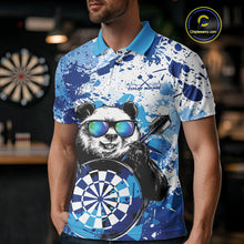Load image into Gallery viewer, Custom Blue Splatter Funny Panda Dart Polo Shirt For Men, Funny Dart Team Jerseys IPHW10002
