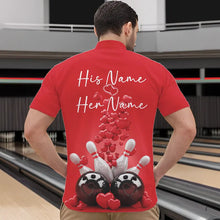Load image into Gallery viewer, Custom Valentine Day Bowling Red Quarter-Zip Shirts For Men, Romance Bowling Couple Outfits IPHW8352
