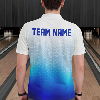 Custom Blue Bowling Team Polo Shirts For Men, Bowling Tournament Bowling League Shirt IPHW8537