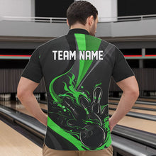 Load image into Gallery viewer, Custom Black And Green Flame Bowling Quarter-Zip Shirts For Men, Fire Bowling Team Shirt IPHW8540
