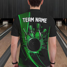 Load image into Gallery viewer, Custom Black And Green Bowling Polo Shirts For Men, Bowling Tournament Team Shirts IPHW8543