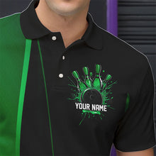Load image into Gallery viewer, Custom Black And Green Bowling Polo Shirts For Men, Bowling Tournament Team Shirts IPHW8543