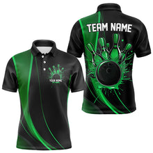 Load image into Gallery viewer, Custom Black And Green Bowling Polo Shirts For Men, Bowling Tournament Team Shirts IPHW8543