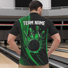 Load image into Gallery viewer, Custom Black And Green Bowling Quarter-Zip Shirts For Men, Bowling Tournament Team Shirts IPHW8543