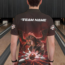 Load image into Gallery viewer, Custom Black And Red Dragon Bowling Team Polo Shirts For Men, Dragon Bowling League Shirt IPHW8549