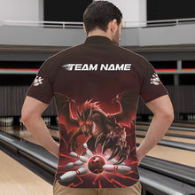 Load image into Gallery viewer, Custom Black And Red Dragon Bowling Team Quarter-Zip Shirts For Men, Dragon Bowling League Shirt IPHW8549
