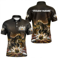 Load image into Gallery viewer, Custom Black And Yellow Dragon Bowling Team Polo Shirts For Men, Dragon Bowling League Shirt IPHW8551