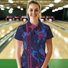 Load image into Gallery viewer, Custom Blue And Red Strike Bowling Polo Shirts For Women, Bowling League Team Uniform IPHW8858