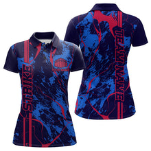 Load image into Gallery viewer, Custom Blue And Red Strike Bowling Polo Shirts For Women, Bowling League Team Uniform IPHW8858