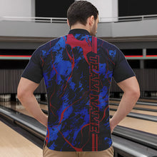 Load image into Gallery viewer, Custom Blue And Red Strike Bowling Quarter-Zip Shirts For Men, Bowling League Team Uniform IPHW8858