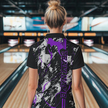 Load image into Gallery viewer, Custom Gray And Purple Strike Bowling Womens Quarter-Zip Shirt, Bowling League Team Uniform IPHW8860