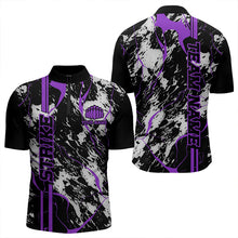 Load image into Gallery viewer, Custom Gray And Purple Strike Bowling Quarter-Zip Shirts For Men, Bowling League Team Uniform IPHW8860