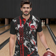 Load image into Gallery viewer, Custom Gray And Red Strike Bowling Polo Shirts For Men, Bowling League Team Uniform IPHW8861