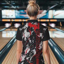Load image into Gallery viewer, Custom Gray And Red Strike Bowling Women Quarter-Zip Shirts, Bowling League Team Uniform IPHW8861