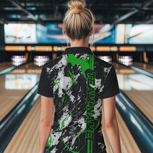 Load image into Gallery viewer, Custom Gray And Green Strike Bowling Women Quarter-Zip Shirts, Bowling League Team Uniform IPHW8862