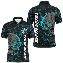 Load image into Gallery viewer, Custom Blue Flame Skull Bowling Shirts For Men, Halloween Bowling Team Outfits IPHW7098