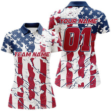 Load image into Gallery viewer, Custom American Flag Patriotic Bowling Shirt For Women With Custom Name, Team Name, Number IPHW7101