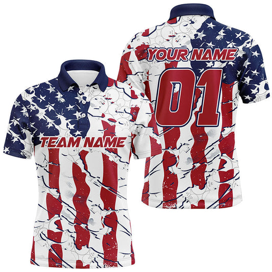 Personalized American Flag Patriotic Bowling Shirt For Men With Custom Name, Team Name, Number IPHW7101