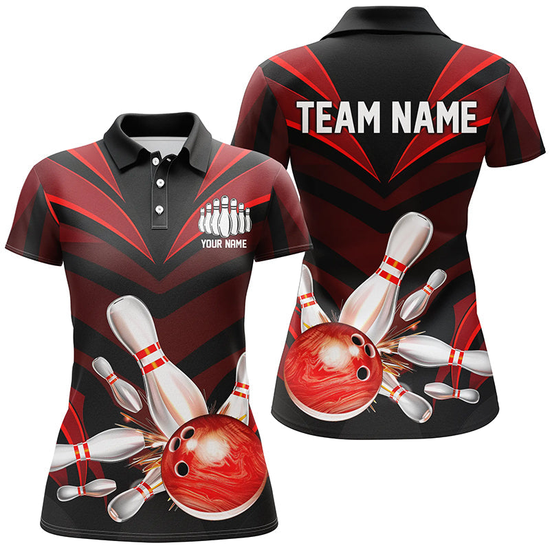 Red Bowling Jersey Strike Bowling Team Shirts, Custom Bowling Uniforms For Women And Women IPHW7105