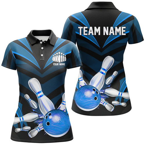 Blue Bowling Jersey Strike Bowling Team Shirts, Custom Bowling Uniforms For Women And Women IPHW7106