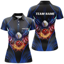 Load image into Gallery viewer, Custom Eagle Bowling Shirt Patriotic Polo Bowling Jersey For Women US Bowling | Blue IPHW7109