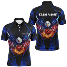 Load image into Gallery viewer, Custom Eagle Bowling Shirt Patriotic Polo Bowling Jersey For Men US Bowling | Blue IPHW7109
